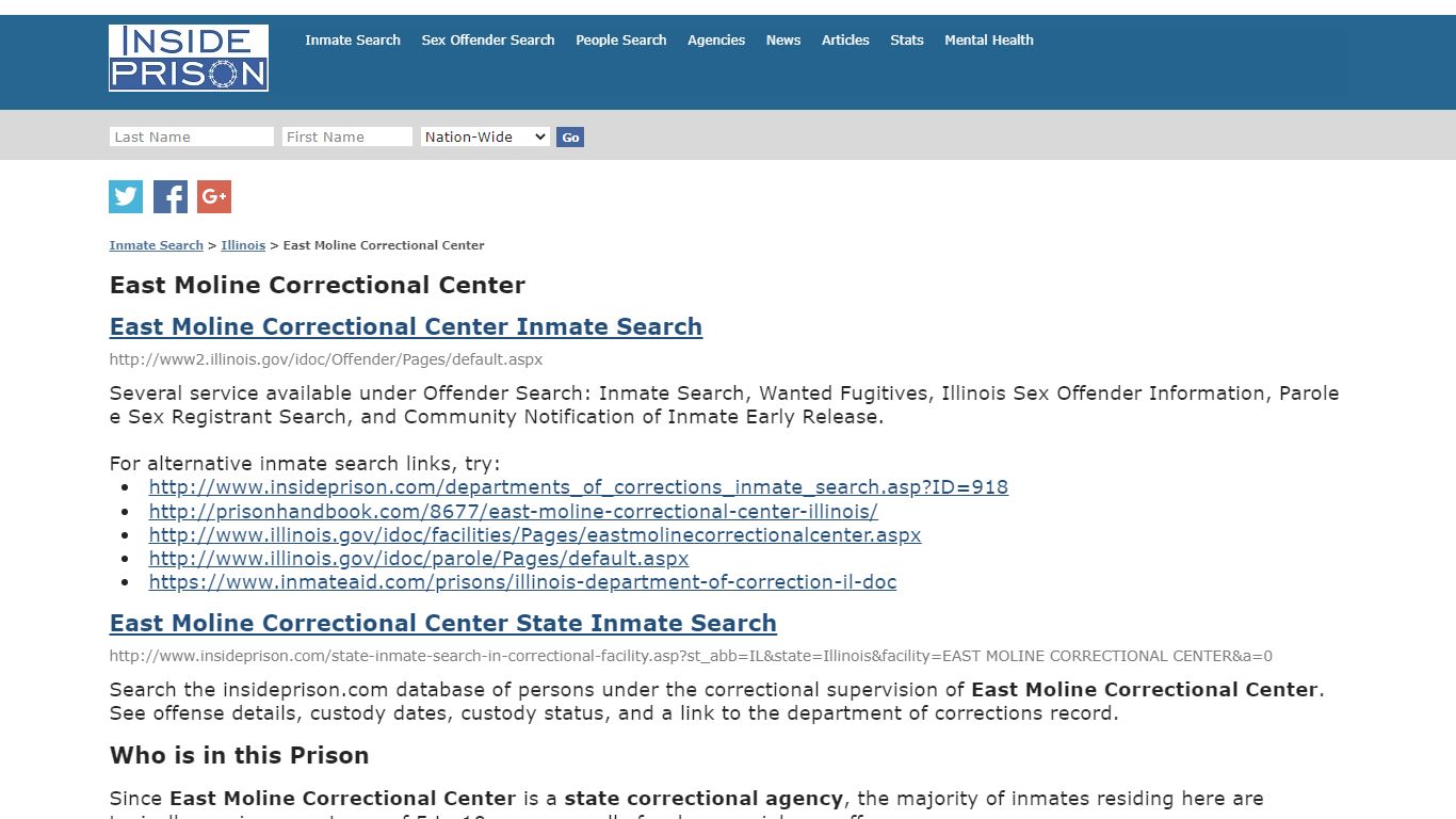 East Moline Correctional Center - Illinois - Inmate Search - Inside Prison
